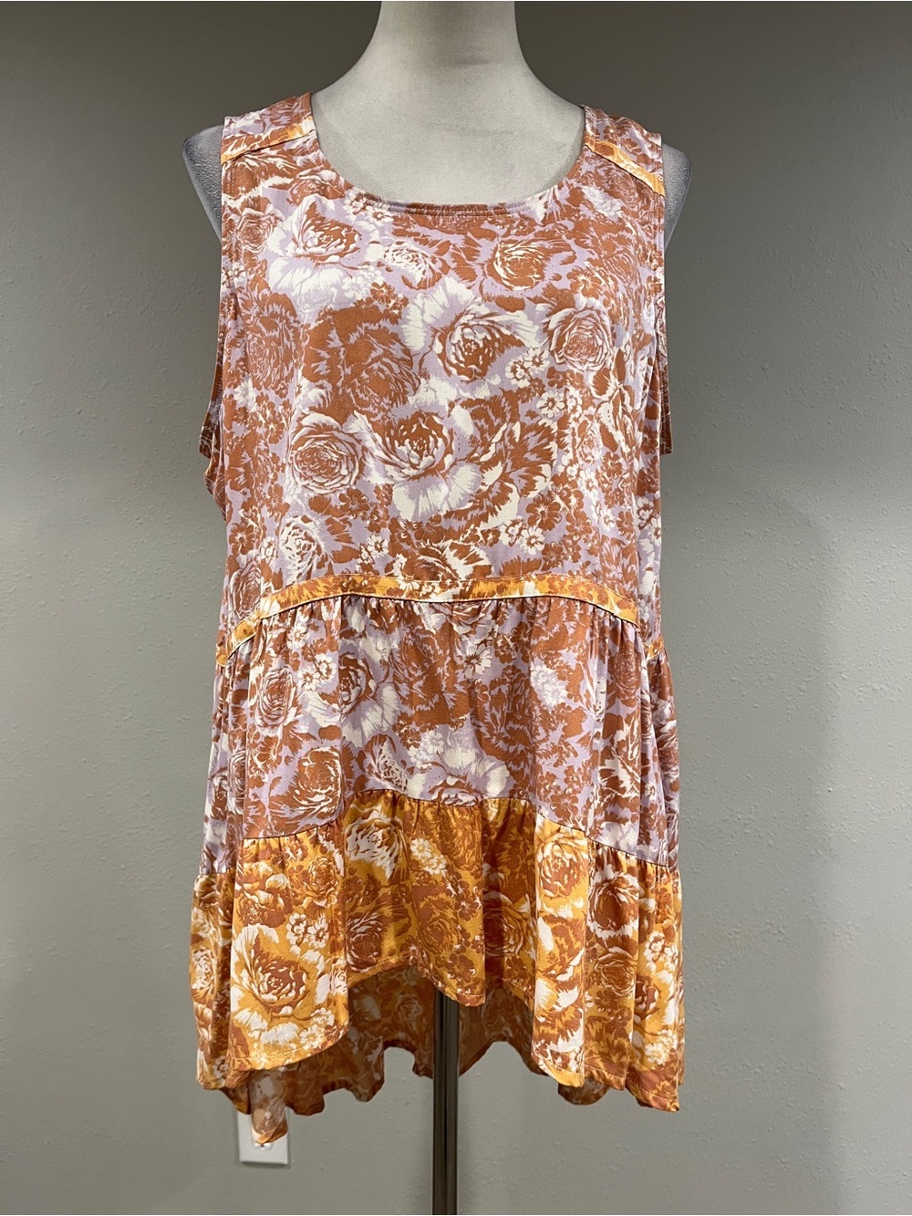 NWF Maurice’s Sleeveless Floral Tiered Tank Top fall vibes size XL
